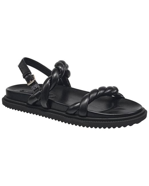 French Connection Black Brieanne Faux Leather Strappy Flatform Sandals