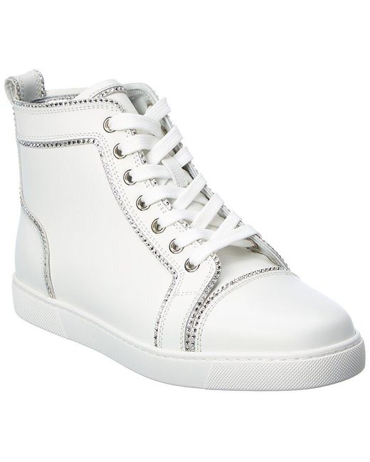Christian Louboutin Louis Bordo Leather Sneaker in White | Lyst