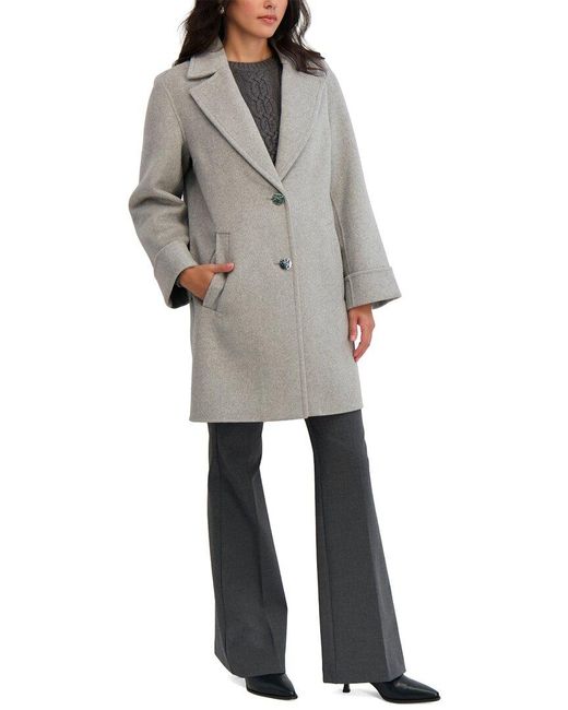 Tahari Gray Sandra Medium Wool-Blend Coat
