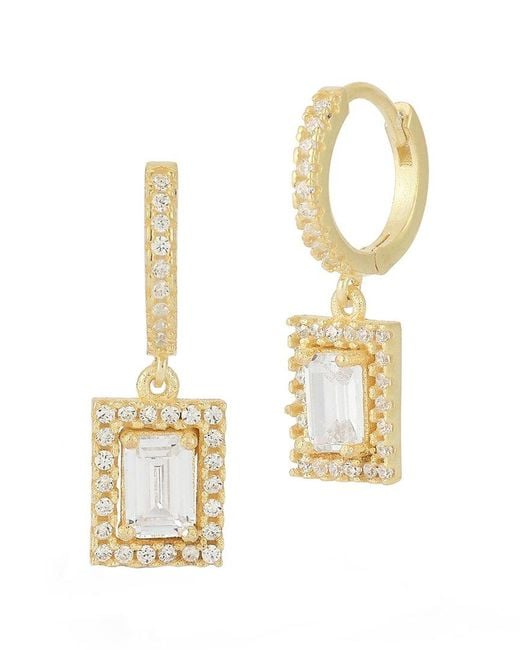 Glaze Jewelry Metallic 14k Over Silver Cz Drop Huggie Earrings