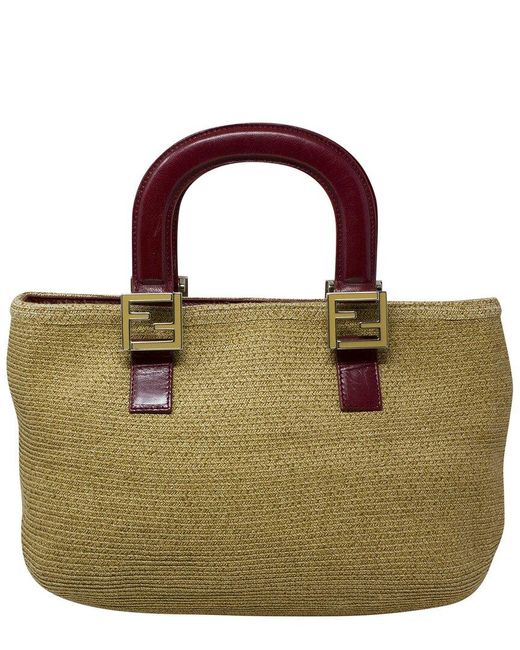 Fendi Brown Woven Straw Ff Tote (Authentic Pre-Owned)