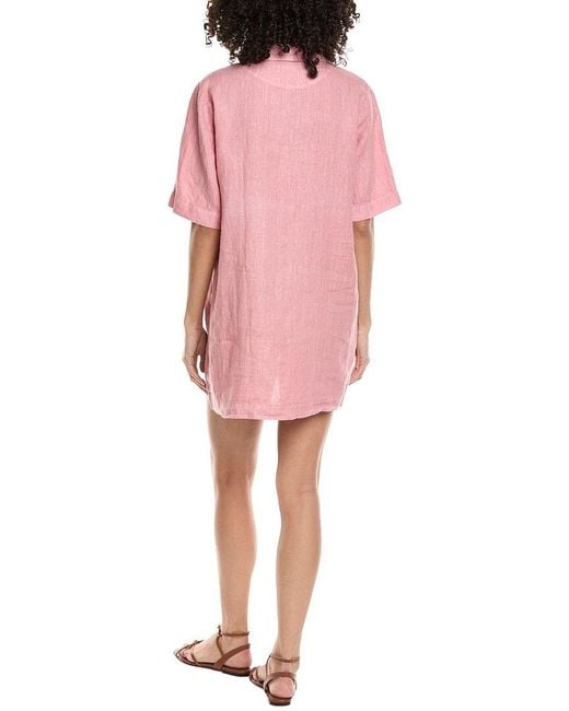 Faherty Brand Pink Paradise Point Linen Mini Dress