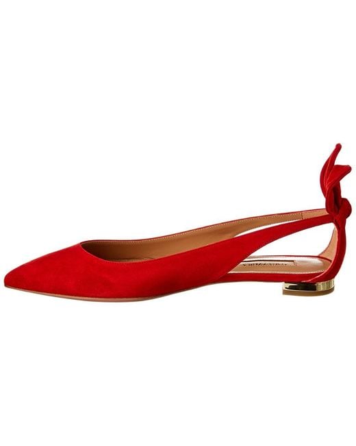 Aquazzura Red Deneuve Suede Flat