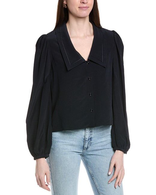 FRAME Black The Sailor Silk Blouse