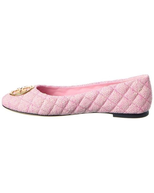 Tory Burch Pink Chelsea Tweed Ballet Flat