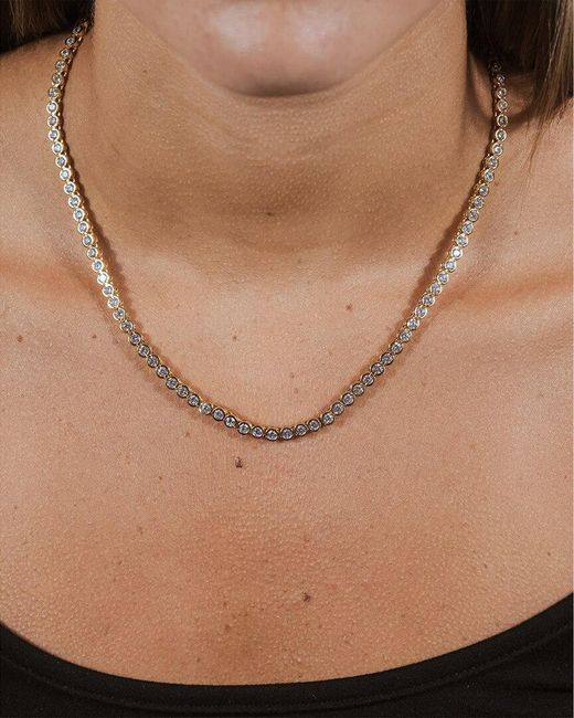 Sterling Forever Metallic 14K Plated Cz Helene Bezel Tennis Necklace