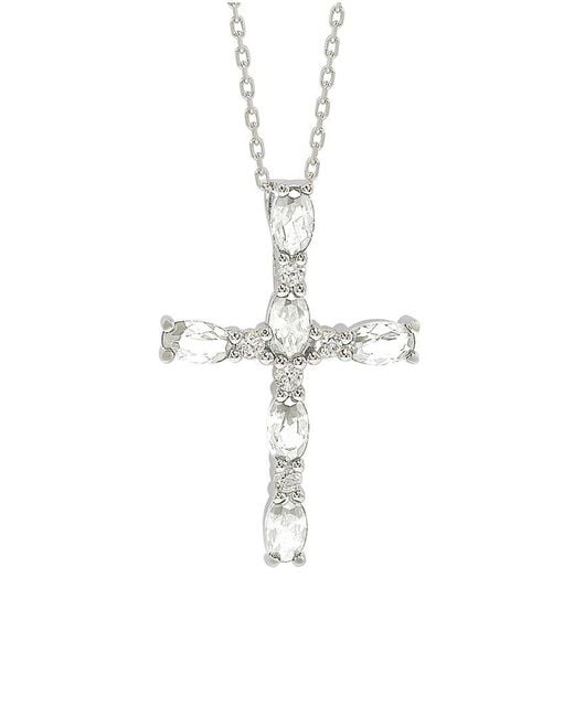 Suzy Levian White 0.02 Ct. Tw. Diamond & Topaz Cross Pendant