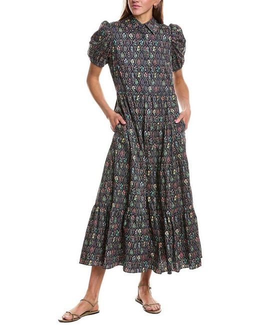 English Factory Gray Print Button Up Maxi Dress