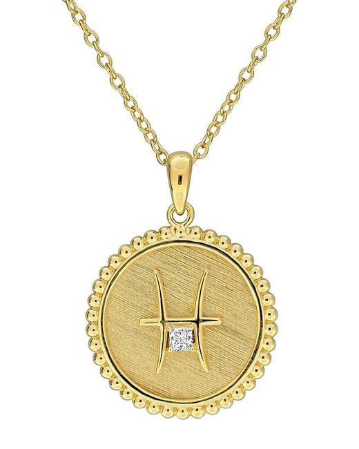 Rina Limor Metallic Zodiac Sign Plated 0.35 Ct. Tw. Lab-Grown Created Sapphire Virgo Pendant