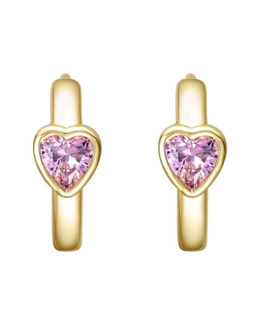 Genevive Jewelry Pink Rachel Glauber 14K Plated Cz Hoop Earrings