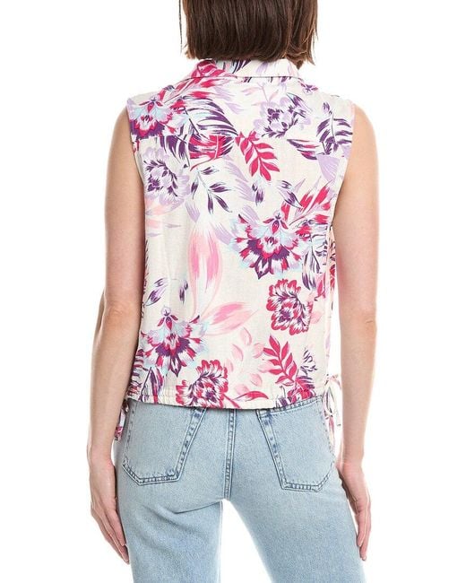 NVLT White Bottom Tie Linen-Blend Top
