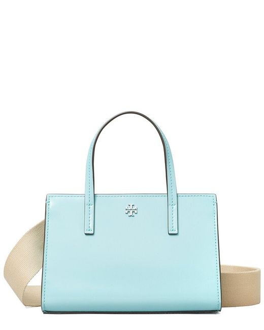 Tory Burch Blue Blake Mini Leather Tote