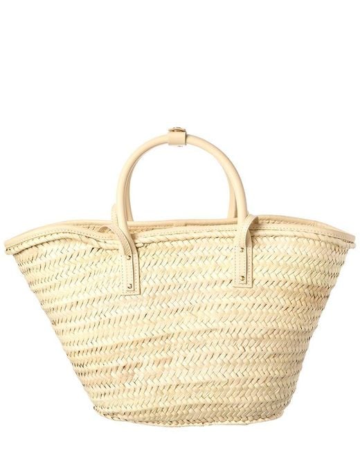 Jacquemus Natural Soli Raffia & Leather Trim Tote