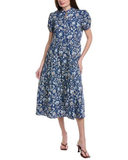 Sail To Sable Blue Button Front Midi Dress