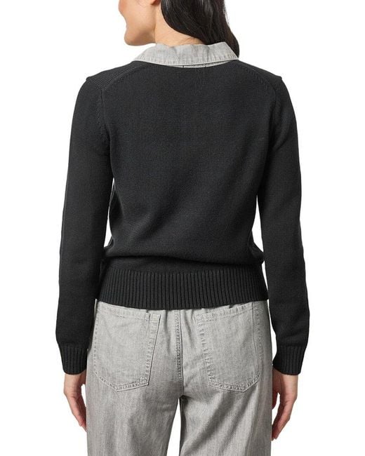 Lilla P Black Denim Collar Polo Sweater