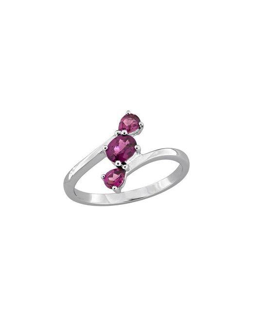 Rina Limor Pink 0.85 Ct. Tw. Rhodolite Three-Stone Bypass Ring