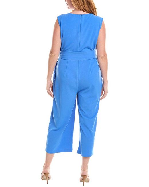Tahari Blue Plus Side Tie Jumpsuit