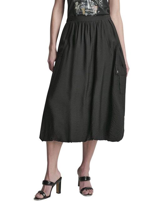 DKNY Black Pull-On Bubble Hem Cargo Pocket Skirt