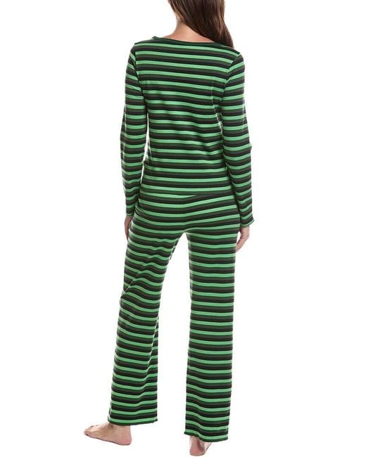 Cozyland by Morgan Lane Green 2Pc Elphaba Stripe Long Pajama Set