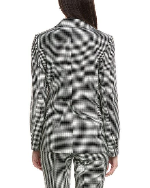 Tahari Gray Collared Fitted Wool-Blend Blazer