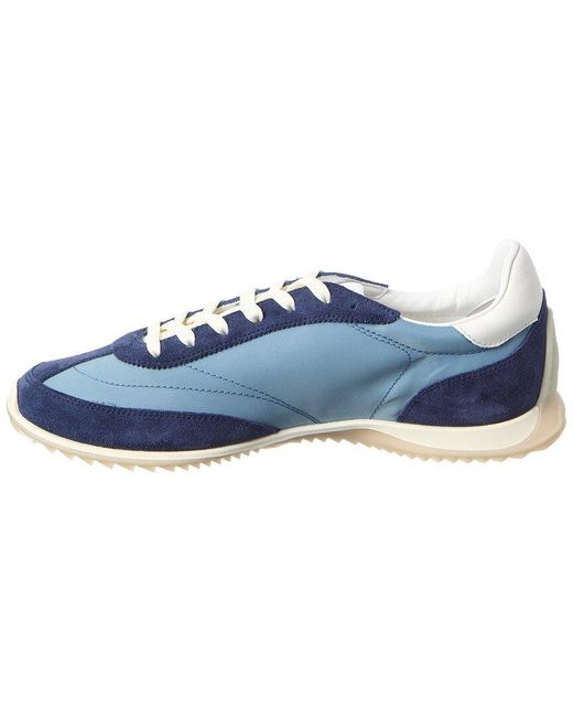 Céline Blue Troimphe Low Top Suede & Nylon Sneaker