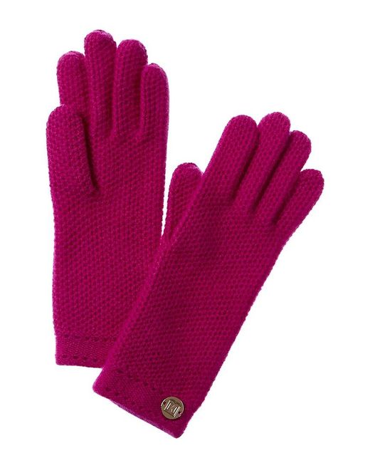Bruno Magli Pink Honeycomb Stitch Cashmere Gloves