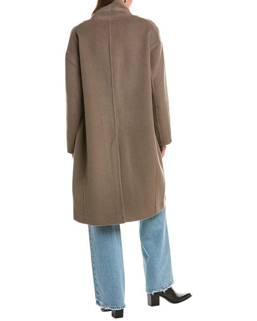 Vince Natural Collarless Wool-Blend Coat