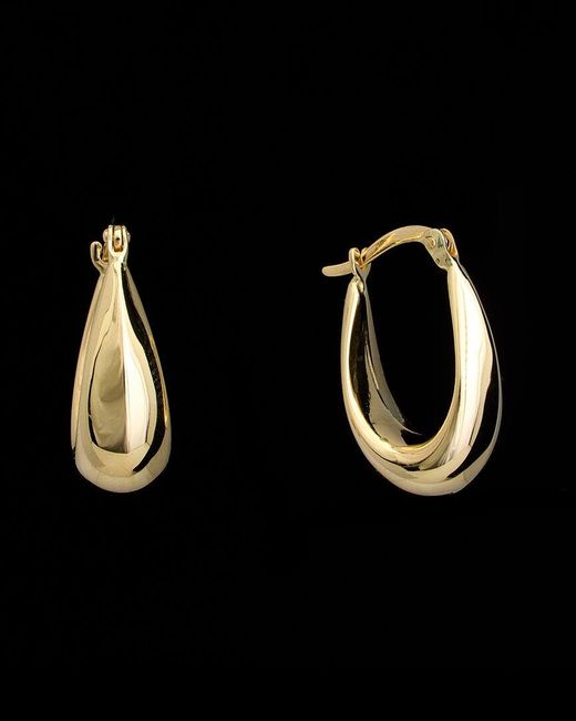 Italian Gold Black 14k Tapered Oval Hoops