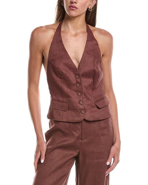 Bardot Red Domenica Halter Linen Vest