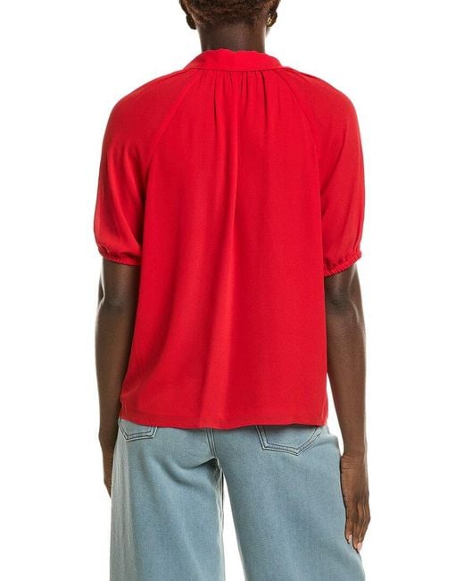 Tahari Split Neck Collared Blouse