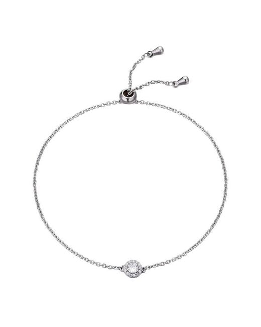 Adornia White Plated Cz Halo Bolo Bracelet