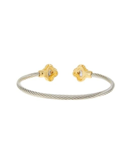 Juvell White 18K Two-Tone Plated Cz Twisted Cable Bangle Bracelet