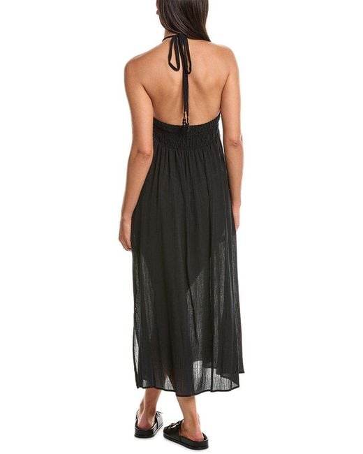 Natori Black Gauze Halter Dress