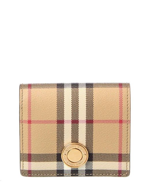 Burberry Natural Check Small E-Canvas & Leather Card Case