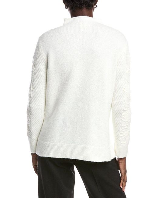 Anne Klein White Cable Knit Sweater