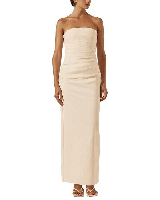 Shona Joy Natural Lani Strapless Draped Maxi Dress