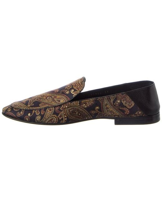 Saint Laurent Brown Alain Canvas & Leather Flat