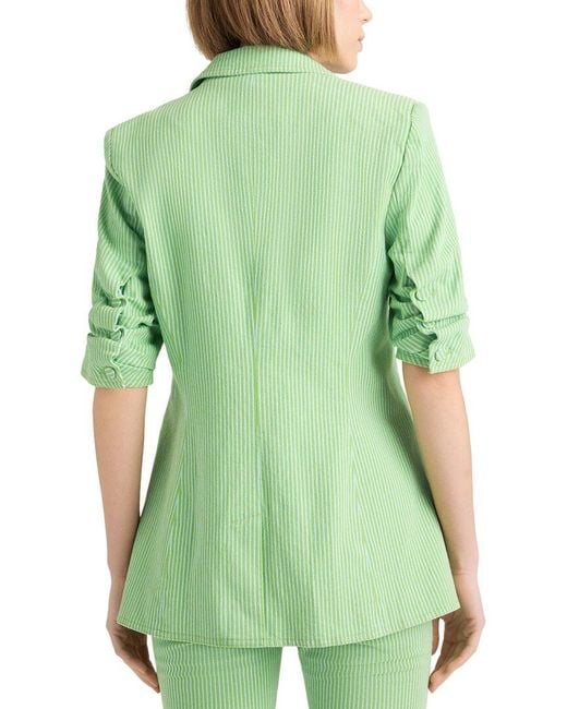 Cinq À Sept Green Striped Denim Short Sleeve Khloe Blaze