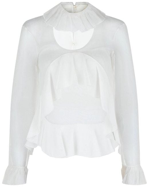 Givenchy White Cropped Silk Blouse