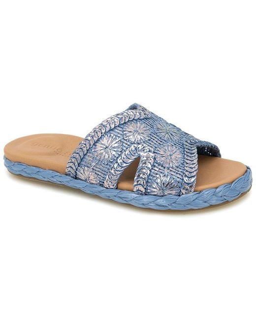 Gentle Souls Blue By Kenneth Cole Tristan Raffia Sandal