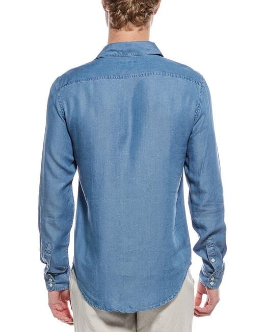 Onia Blue Denim Chambray Shirt for men