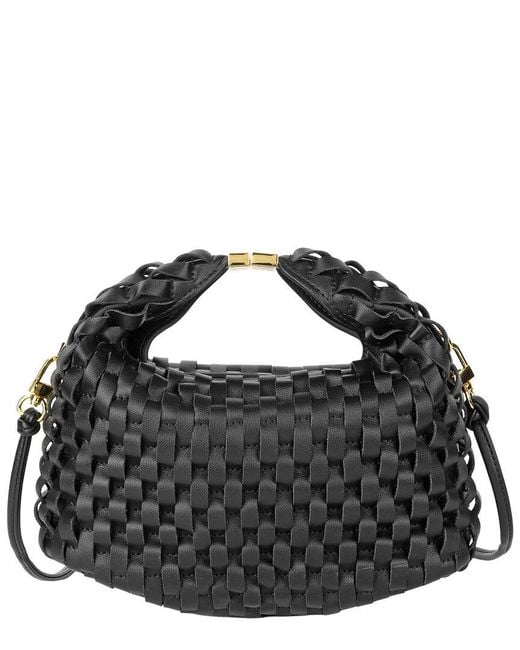 Tiffany & Fred Paris Black Woven Leather Top Handle Crossbody
