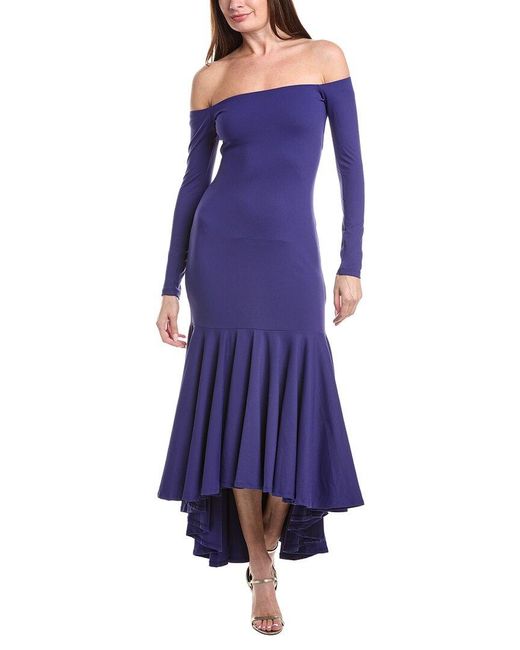 Susana Monaco Purple Off Shoulder High-Low Dress
