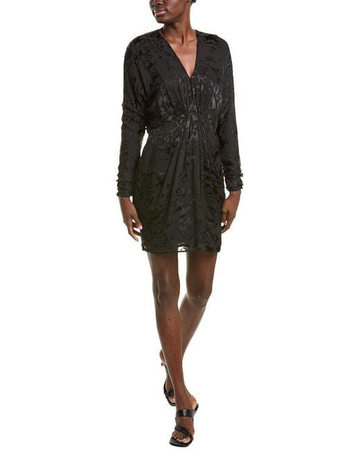 Rag & Bone Black Eloise Silk-Blend Mini Dress