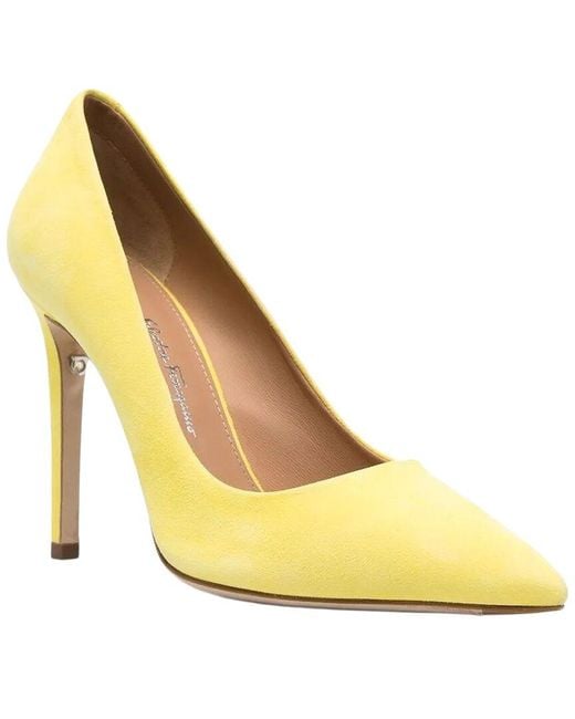 Ferragamo Yellow Pointed-Toe Leather Pump