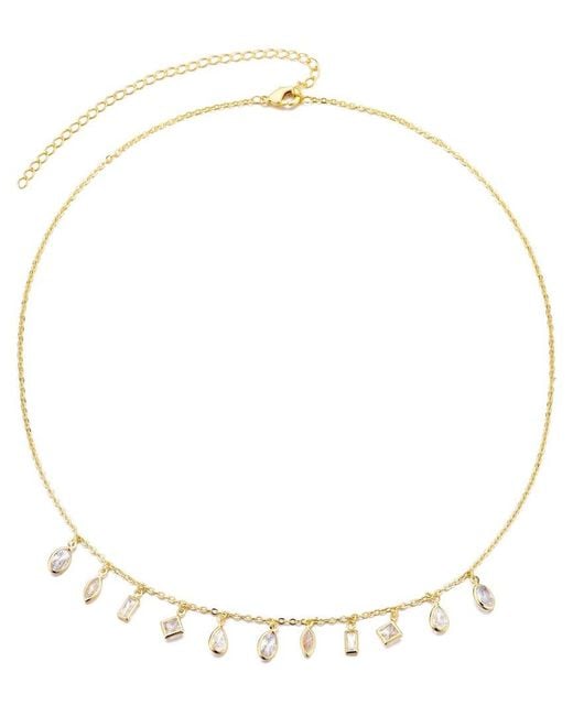 Adornia Natural 14K Plated Crystal Multi Shape Dangle Necklace