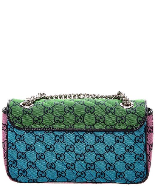Gucci Green GG Marmont Small GG Canvas Shoulder Bag