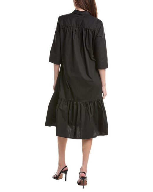 Masai Black Solid Midi Dress