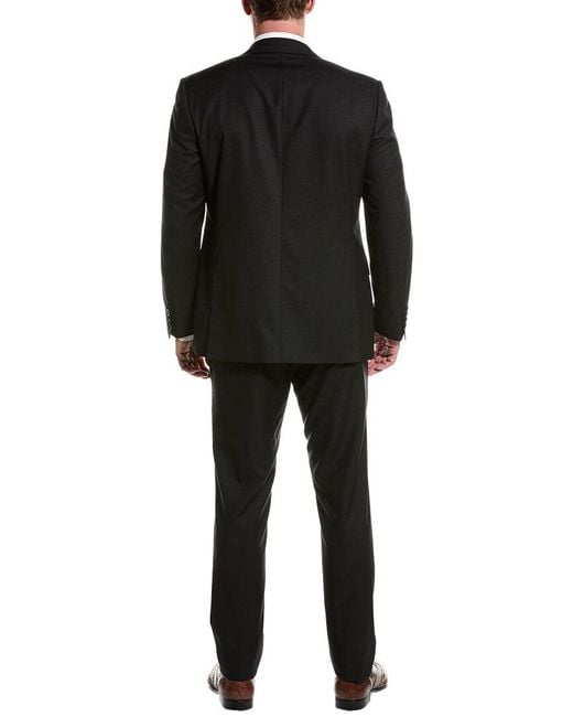Canali Black Wool Suit With Flat Front Pant for men