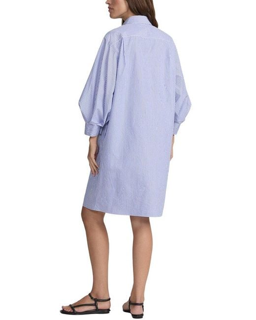 Lafayette 148 New York Blue Lantern Sleeve Shirtdress